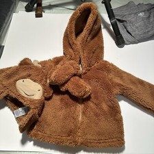 Carters NWOT, Brown Unisex Fleece Jacket, Hat, Mittens 3 - 6 months