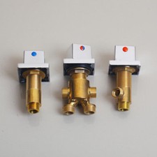 3 Square Handles Mixer Cold  Hot Control Valve For 5 PCs Tub Shower Faucet Tap