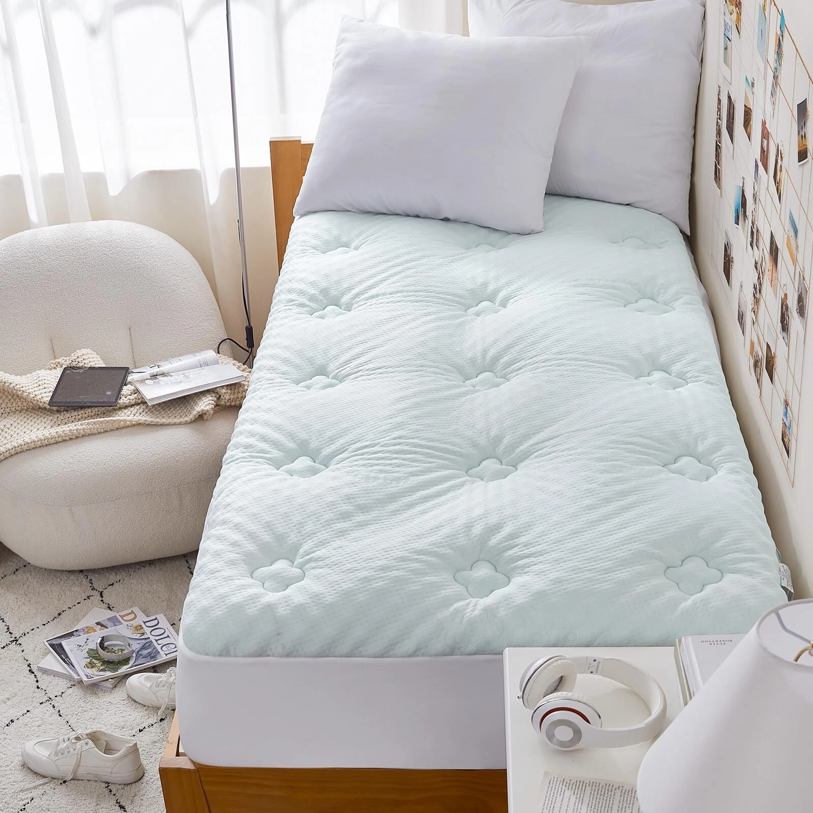 Hansleep Memory Foam Twin Size Mattress Topper, Gel Twin Mattress Pad with De...