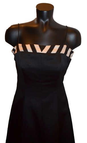Victor Costa Vintage 80s Black & White Stripe Prom Party Formal Dress size 6 - Picture 2 of 3
