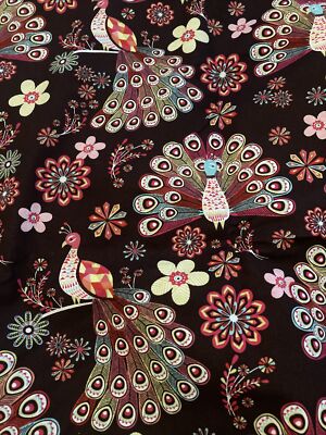 Peacock Fabric Wonderland By AMF D#70670 2.5 Yards Cotton Colorful