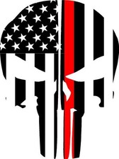 PUNISHER SKULL REFLECTIVE FIRE HELMET DECALS FIRE HELMET STICKER - RED LINE