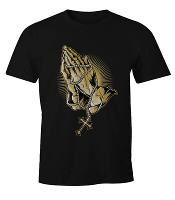 MoonWorks Maglietta da uomo con scritta Hands of Pray Gebet