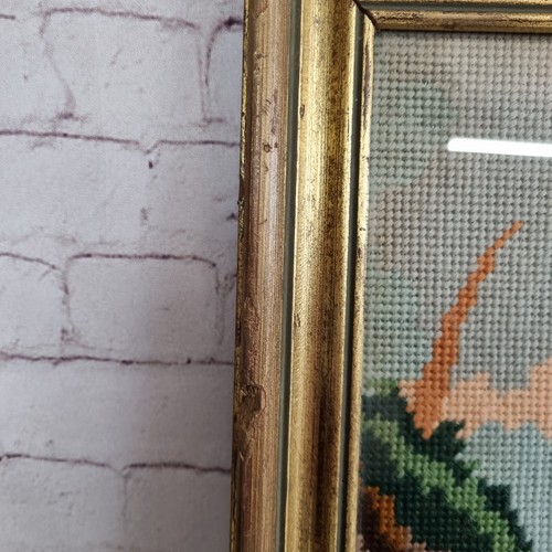 Vintage Landscape Margot De Paris XL Completed Embroidered Tapestry Framed Ships - Picture 11 of 24