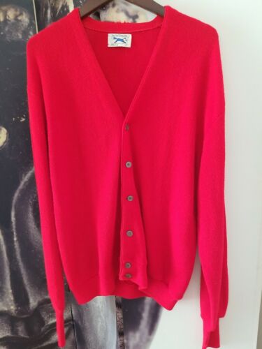 THE FOX SWEATER JC Penney Red V Neck Button Down Orlon Stretch Cardigan Size L - Picture 2 of 9