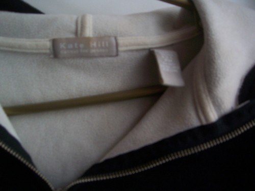 WOMEN'S LORD & TAYLOR KATE HILL PETITES BLACK/WHITE POLYESTER HOODIE - M - Picture 2 of 3