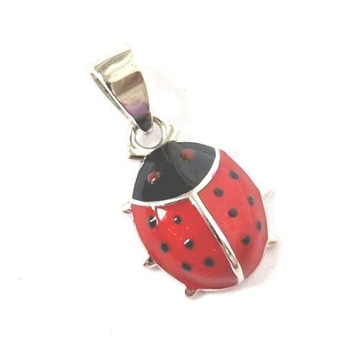 925 Sterling Silver Ladybug Pendant Hallmarked 13.7mm High 10.2mm Wide 1g