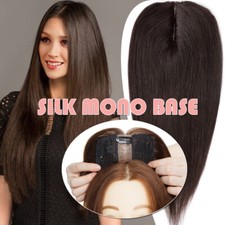 Topper Toupee Piece Hairpiece bob Bang Clip in 100 Human Hair Top Handmade Silk