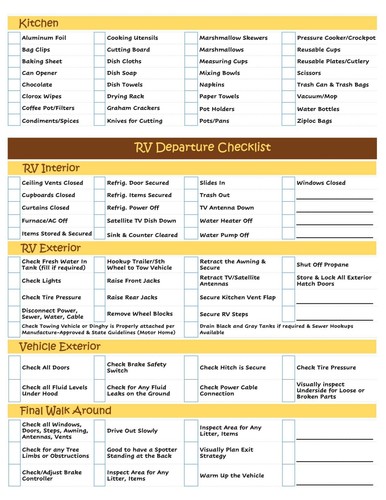 Lista de verificación de la lista de embalaje de equipos de RV laminados -doble cara- ¡Nunca lo olvides! - Imagen 2 de 4