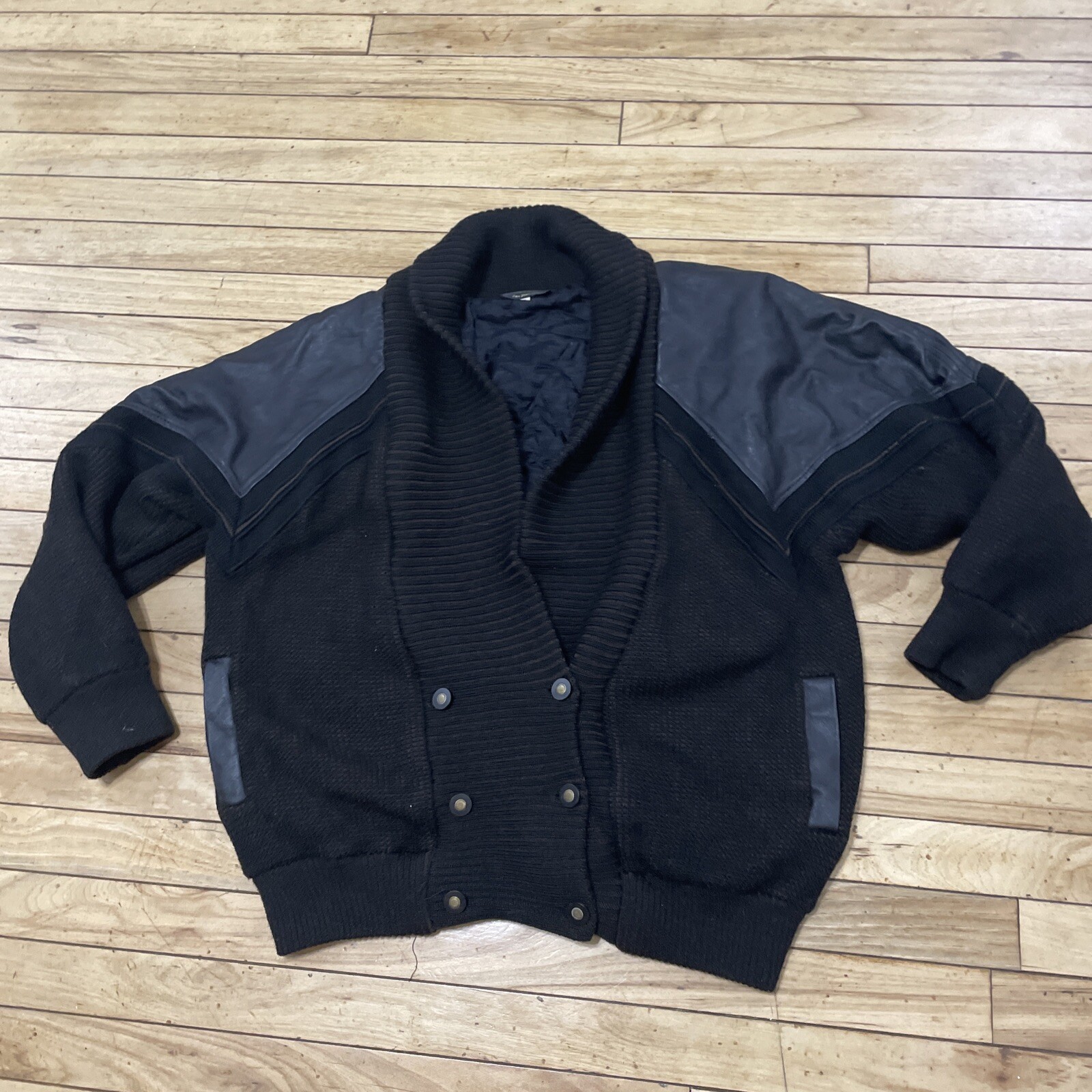 BARCELINO Leather Patchwork Cardigan Jacket Men 5… - image 12