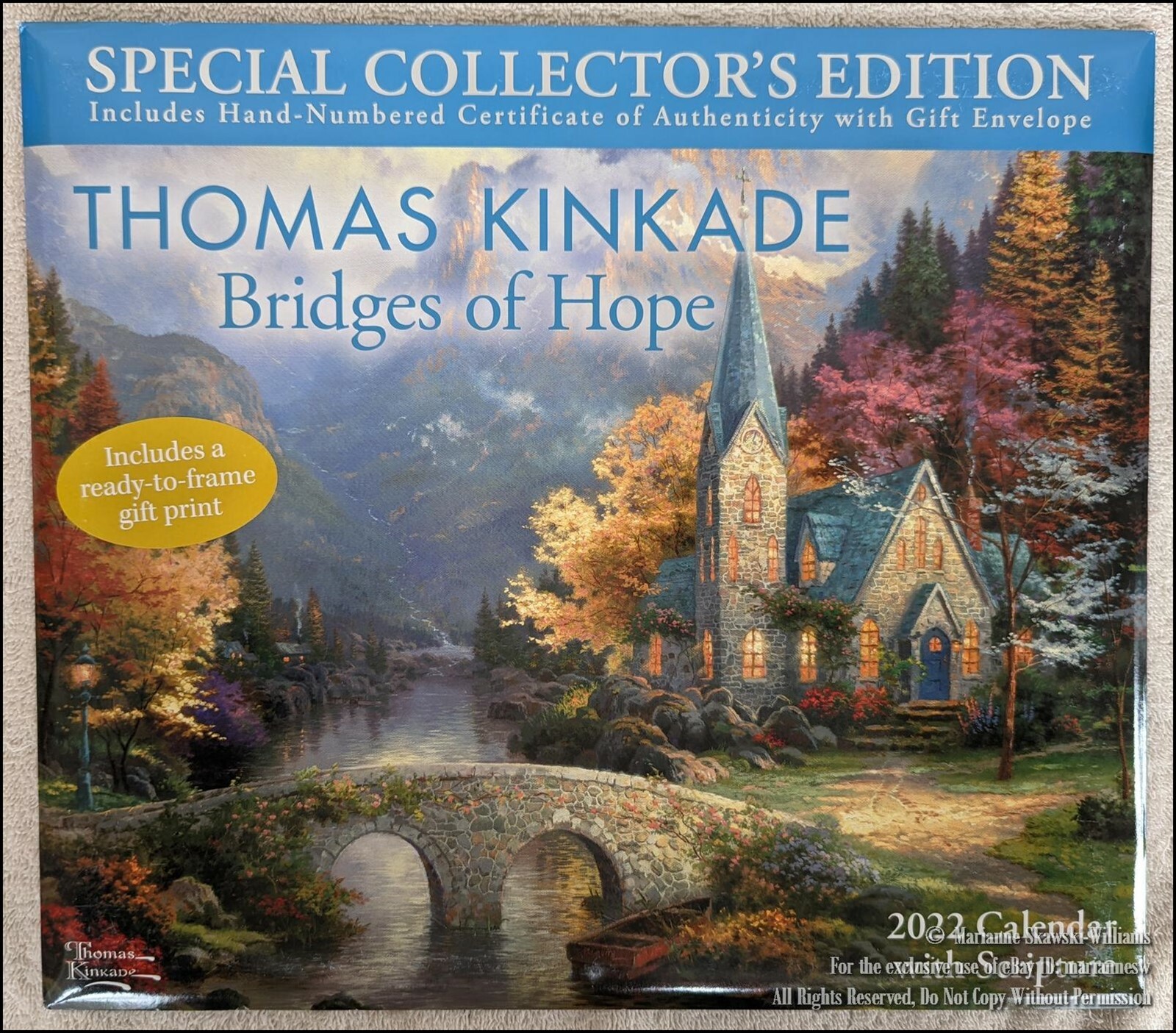 NEW KINKADE 2022 WALL CALENDAR SCRIPTURE BRIDGES OF HOPE CHURCH COTTAGES  THOMAS | eBay