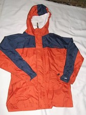 BOYS OR GIRLS KIDS L L BEAN SHELL / RAINCOAT SIZE 14 / 16 ORANGE / NAVY