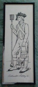 Vintage Continental Artillery 1780 Soldier Sketch/Print