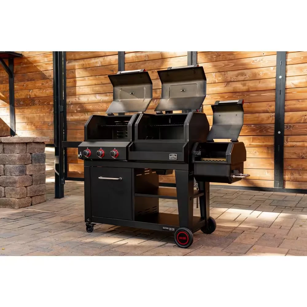 3-Burner Propane Gas Grill and Oakford 1150 Pro Offset Smoker