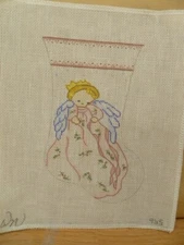 ANGEL Christmas MINI STOCKING #965 HANDPAINTED NEEDLEPOINT CANVAS