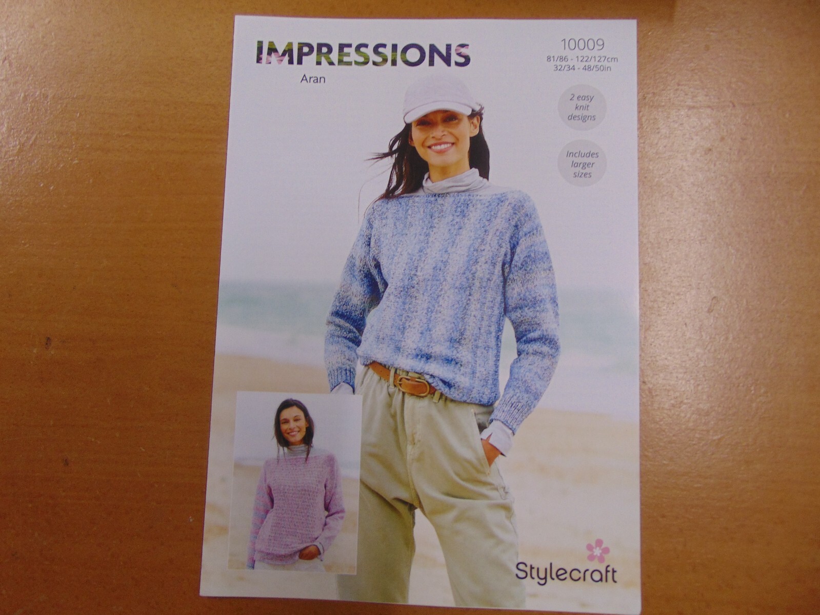 Stylecraft Aran Pattern 10009 Sweaters  32/34 - 48/50 ins 2 Easy Knit Designs