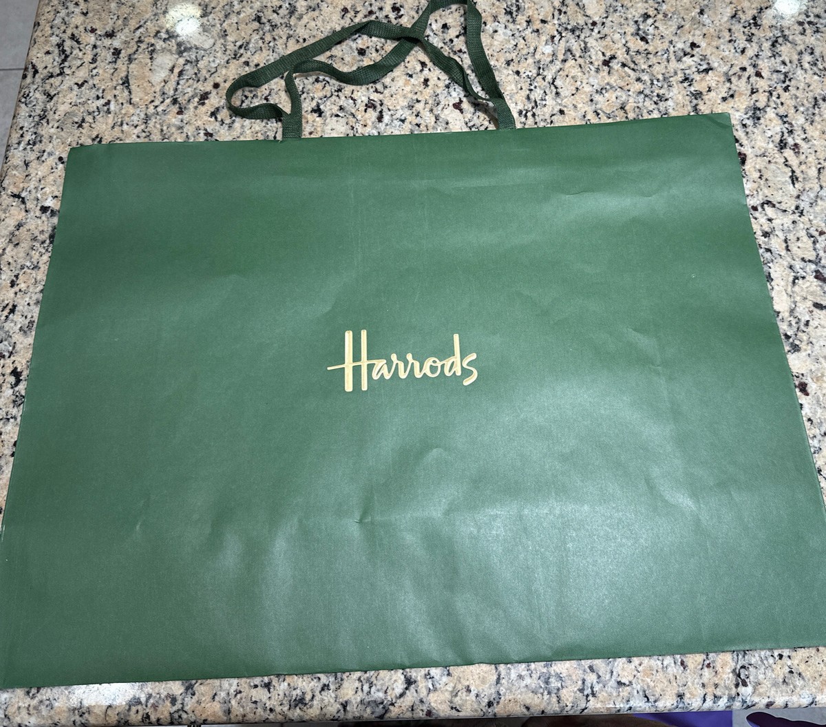 Harrods Paper Shopping Bag XL Green Gold