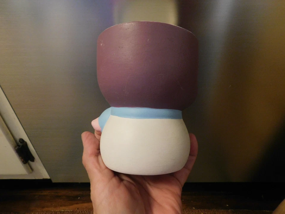 De Colección LINDO Muñeco de Nieve Niña de Nieve 3D Grande Candelabro Pintado a Mano Cerámica 4.5" T 4" W Foto 4 de 4