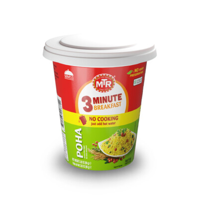 MTR 3 Minutes Breakfast, Ready to Eat, Indian Snack, Poha Cup - 80g (Pack of 6)