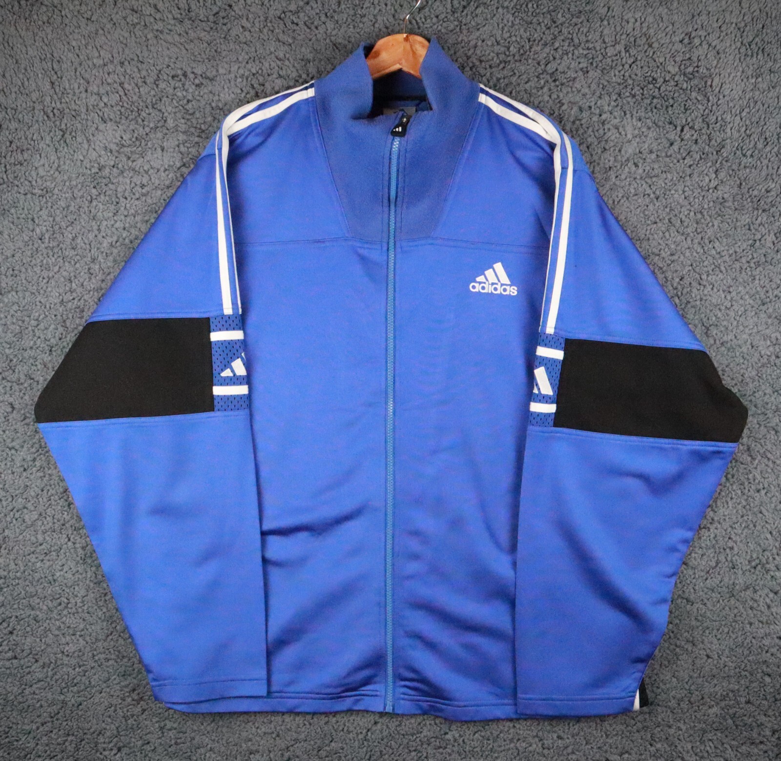Vintage Adidas Y2K Men Jacket Blue Large Warm Zip Casual Streetwear