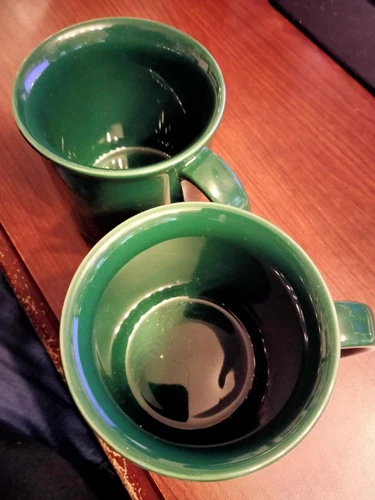 Set of 4 Crown Corning Thailand Dark Green Coffee Cups