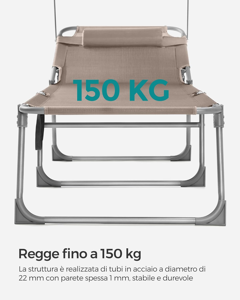 Sdraio Da Spiaggia SONGMICS Lettino Prendisole, Sedia A Sdraio