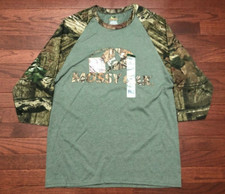 NEW OFFICIAL MOSSY OAK CAMOUFLAGE RAGLAN T SHIRT MENS MEDIUM GREEN CAMO M NWT