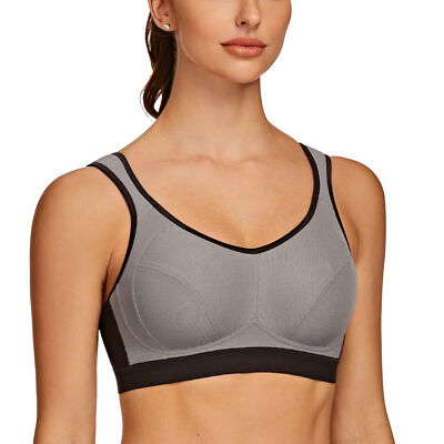 AGONVIN Women s High Impact Support Wirefree Bounce Control Sports Bra Gray