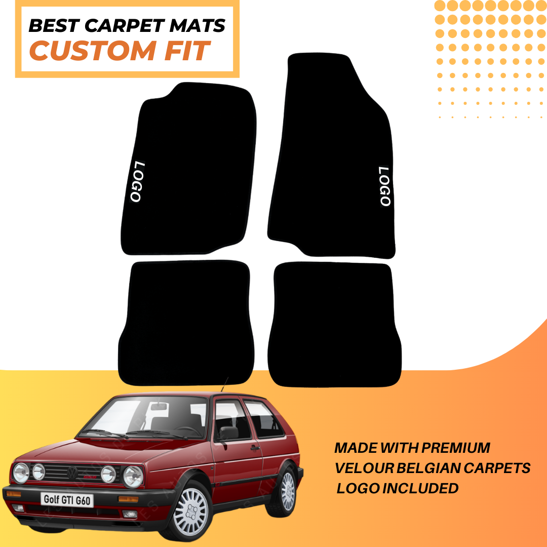 Car Floor Mats Velour For VW Golf 2 1983-1993 Waterproof Black Rugs ...