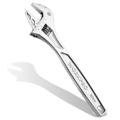 WORKPRO 10'' Adjustable Wrench Heavy Duty Chrome Plated Spanner Inch/Metric Scale