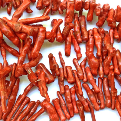 Dyed Red Sponge Coral Top Drilled Stick Branch Semi Precious Beads Q40 per Pkg