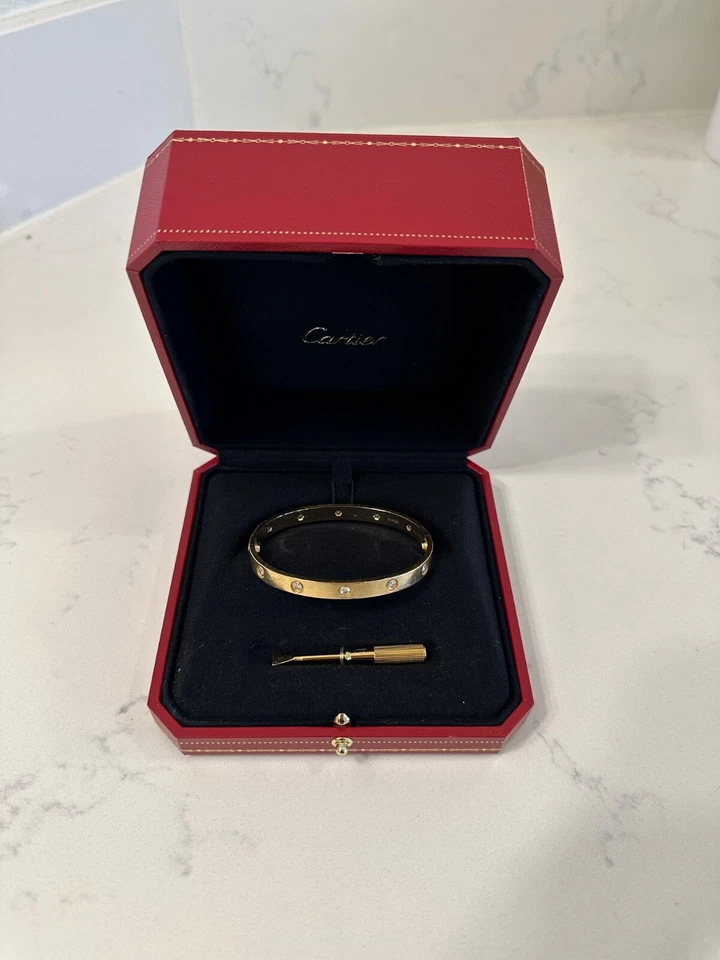 卡地亚 LOVE 10 钻石手链 18K 黄金手链 尺寸 18 小型号