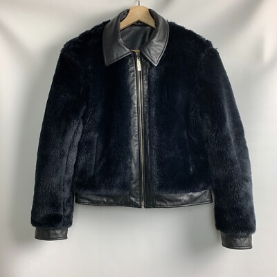 Baby Phat Vintage Reversible Jacket Black Leather/Faux Fur Collar