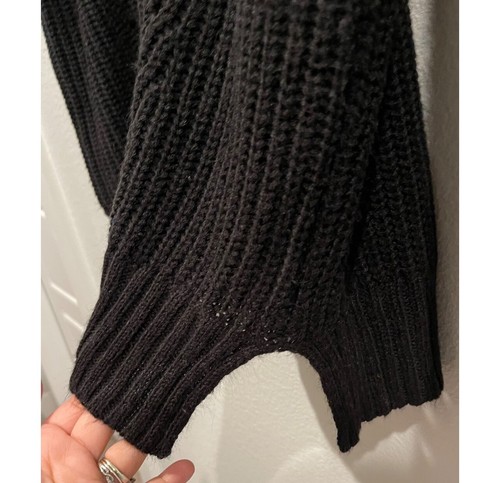 SPARKLE AND FADE See Through Round Neck Black Oversized Sweater Size S - Picture 4 of 5