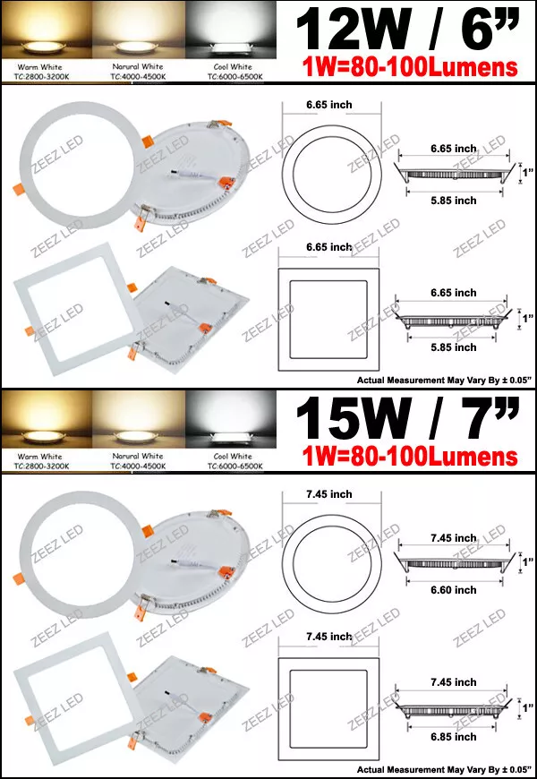 Lámpara de techo empotrada LED regulable 3/4W 6W 9W 12W 15W 18W 20W 25W Foto 4 de 4