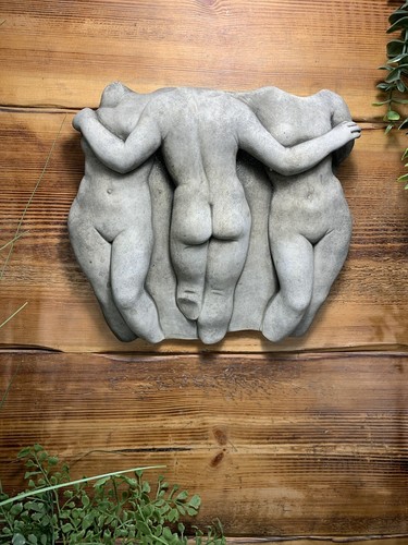 STEINGARTEN 3 TRIO NACKTE FRAU WANDPLAKETTE ORNAMENT - Bild 2 von 5