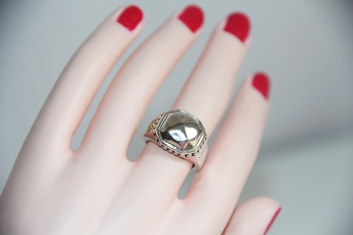 Lagos Sterling Silver 18 kt Gold Pyramid Dome Caviar Ring Size 7 - Picture 3 of 12
