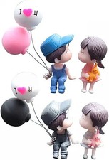 4PCS Car Couple Ornaments, Mini Cart Color: Gray Blue Pink With Balloons
