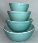 Vintage Pyrex Robin Egg Blue Turquoise Nesting Mixing Bowl Set 401 402 403 404