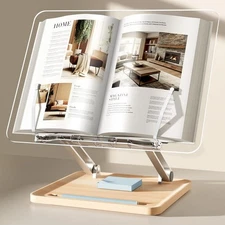 Adjustable Acrylic Book Stand for Reading, Book Holder with Pen Slot, Foldabl...