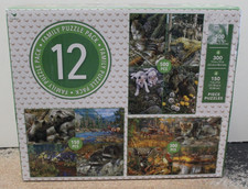 Family Puzzle Pack, 12 puzzles, nature animal outdoors NEW