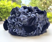 Gorgeous Vintage Mr. Stanley NY Blue Velvet Paper Pillbox Hat