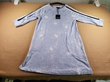 Simply Vera Vera Wang Blue Floral Shift Dress Stripe Sleeve Pockets C335929 S