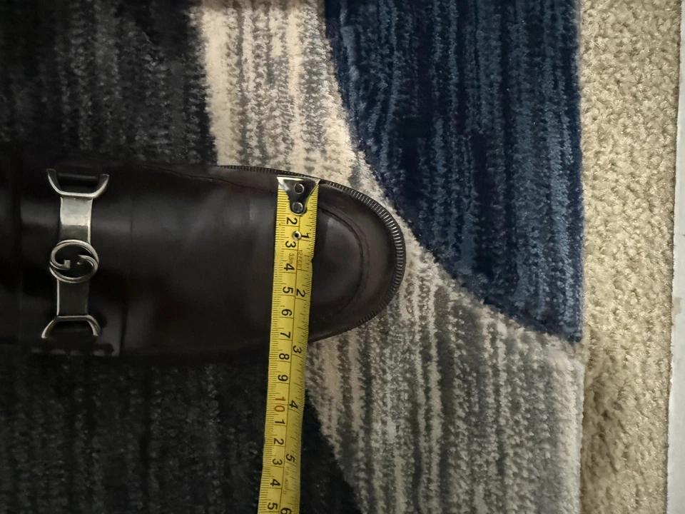 Mocasines Gucci de cuero marrón para hombre Gucci 7,5 parte inferior de cuero/doble logotipo G plateado Foto 3 de 4