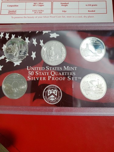 2003 S .9 Silver Proof State Quarters In Original Case. Set Of 5 - 31.25 Grams. - Picture 2 of 12