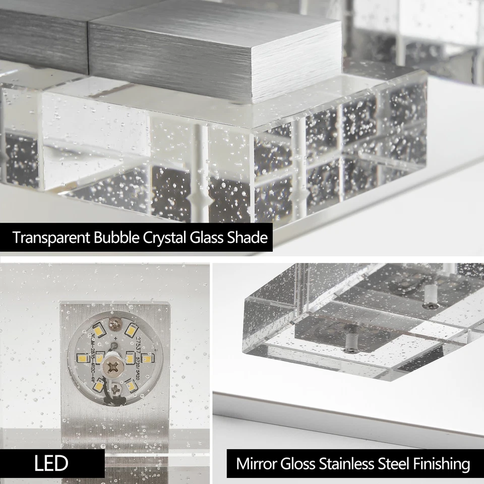 Tocador de 38 pulgadas 6 luces cromo moderno burbuja cristal baño espejo accesorio de pared Foto 4 de 4