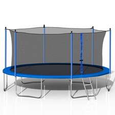 14FT Trampoline w/Safety Enclosure Net Spring Pad Ladder Basketball Hoop Outdoor
