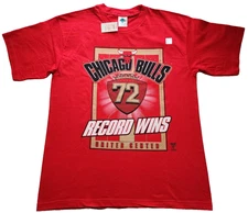 Vintage CHICAGO BULLS T Shirt NBA 72 RECORD WINS Double Sided XL NWT NOS