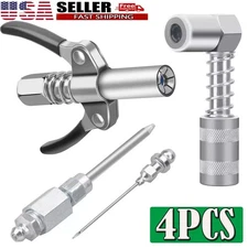 Grease Gun Accessory Kit 90 Degree Coupler Adapter Needle Tips Dispenser Steel