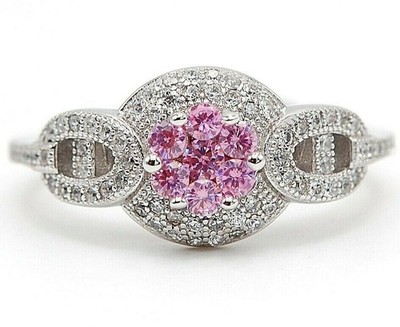 Ring 2 kt behandelter rosa Saphir & Topas 925 massiv Sterlingsilber Größe 9 UB3-5